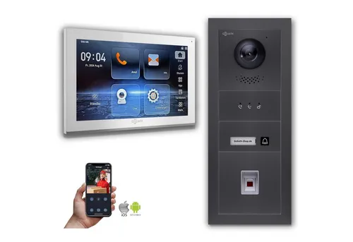 Goliath IP Video-Türsprechanlage 10-Zoll mit Fingerabdrucksensor - Moderne Video-Türsprechanlage mit Full HD Monitor und IP65 Schutzklasse. Ideal für private und gewerbliche Nutzung, inklusive Touchscreen-Bedienung und Smart-Home-Kompatibilität.