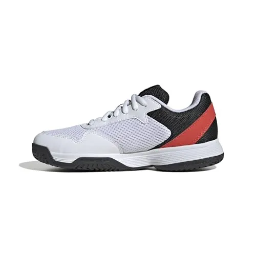 adidas Courtflash Allcourt 2025 - Weiße/Schwarze Tennisschuhe für Jungen, Größe 36 (4) - Laufschuhe für Kinder mit leichtem Mesh-Obermaterial und strapazierfähiger Adiwear Außensohle, ideal für schnelle Bewegungen und alle Spielstile.