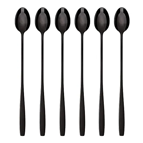 GRÄWE Latte Macchiato Löffel Set, schwarz, 6-teilig, lange Löffel für Cocktails & Desserts, Edelstahl, spülmaschinengeeignet, Serie Königstein