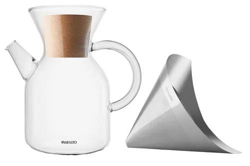 EVA SOLO Pour over Kaffeebereiter CafeSolo - Kaffeepresse ohne Papierfilter, mit solidem kühlem Glasgriff und spülmaschinenfester Glasflasche für müheloses Kaffeegenuss.