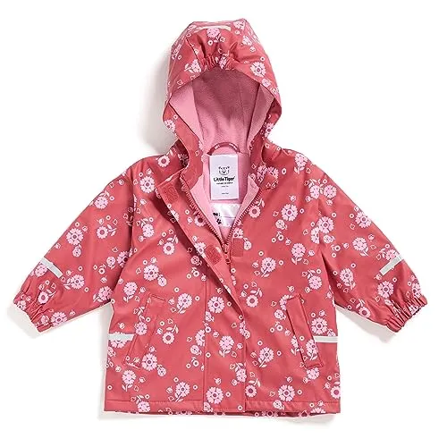 Little Tiger Regenjacke für Kinder | mit Fleece gefüttert | Öko-Tex | winddicht | wasserdicht | Kapuze | Kinder Matschjacke Matschhose für Jungen und Mädchen (86-92 (1-2 Jahre), rot-rosa)