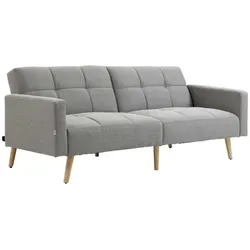 in 1 Schlafsofa 205 x 88 cm Sofa mit Bettfunktion, Couch mit Sitzkissen, Leinenoptik Grau 2