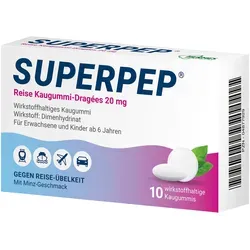 Superpep Reise Kaugummi-Dragées 20 mg in blau von HERMES ARZNEIMITTEL