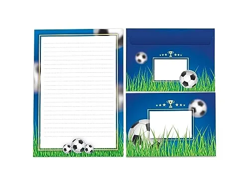 Briefpapier-Set Briefblock mit Umschlag für Jungen Mädchen Kinder Fußball Fussball (Block A5 mit 25 Blätter + 15 Umschläge)