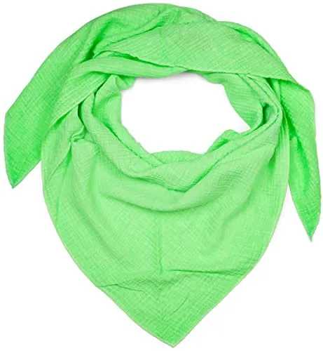 styleBREAKER Damen Musselin Dreieckstuch aus 100% Baumwolle - Neongrün - Schals für Damen - Weiches, leichtes Halstuch aus 100% Baumwolle, perfekt für jeden Anlass und vielseitig kombinierbar.