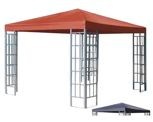 Quick Star Pavillon 3x3m Terrakotta mit Ersatzdach - Pavillon 3x3 Meter mit stabilem Stahlgestell und 100% Polyester Dach. Inkl. extra Ersatzdach in Anthrazit für vielseitige Nutzung im Garten oder auf Veranstaltungen.