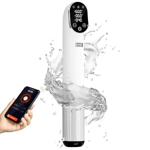 LEBENLANG 1200W Sous Vide Stick mit App-Steuerung - Sous-Vide Garer mit 1200W Leistung und praktischer App-Steuerung für präzises Garen von Fleisch, Fisch und Gemüse – gesund und einfach zubereitet!