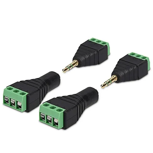 kwmobile 2X 3,5 mm Klinkenstecker Adapter - Klinke auf 3-Pin Audio Kabel Terminal Block Set - Terminalblock 3.5 mm Klinke 3-polig - Schraubbefestigung
