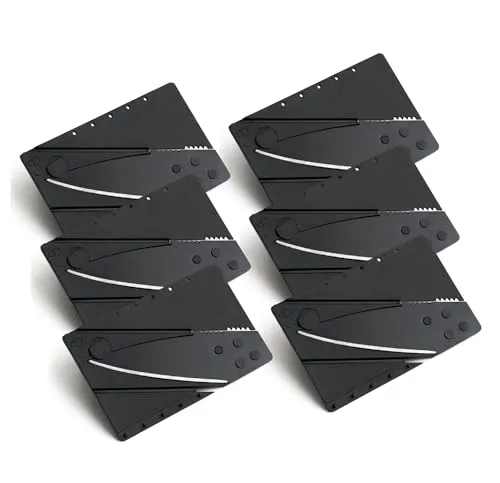 PRECORN Kreditkartenmesser 6 Stück schwarz Faltmesser Klappmesser Camping-Messer Taschenmesser Kreditkarten Messer