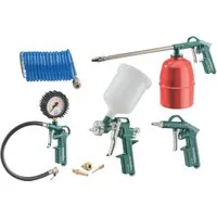 Metabo Druckluft-Werkzeugsets LPZ 7 Set (601586000) - 6-teiliges Set mit Blaspistole, Reifenfüllmessgerät und Farbspritzpistole, ideal für präzise Arbeiten und vielseitige Anwendungen