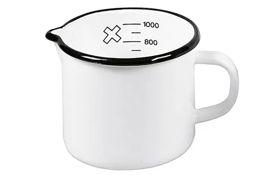 KARL KRÜGER Milchtopf mit Skala und Ausguss 1 l Ø12cm emailliert weiß
