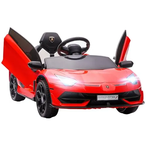 HOMCOM Elektro-Kinderauto mit MP3-Player - Elektro-Auto für Kinder von 3-5 Jahren, lizenziertes Lamborghini Design, mit MP3-Player und Leistungsanzeige für sicheres Fahrvergnügen.