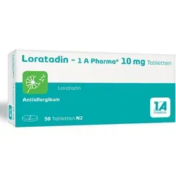 Loratadin-1A Pharma - Antihistaminikum zur Linderung von Allergiesymptomen wie Heuschnupfen und Nesselsucht, ideal für Erwachsene und Kinder ab 2 Jahren.