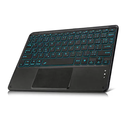 Koochuwah AZERTY-Tastatur, Bluetooth, Touchpad, kompatibel mit Tablets Windows Android iPads iOS Smart Phones Handys, Bluetooth