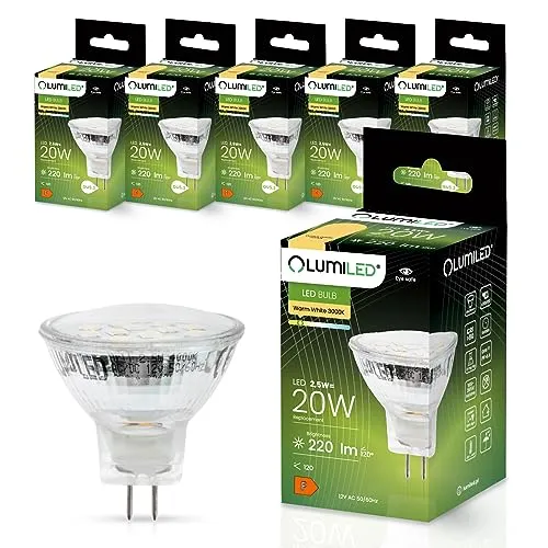 Produktbild Lumiled LED Lampen Leuchtmittel 6 Stück Set MR11 35mm 2,5W (entspricht 20W) 3000K Warmweiß 12V 220 Lumen 120° Abstrahlwinkel Spots Glühbirnen warm