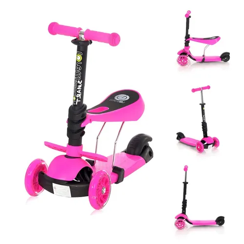 Lorelli Kinderroller 2 in 1 Smart - Klappbar & Verstellbar - Kinder-Scooter & Roller mit leuchtenden PU-Rädern und abnehmbaren, höhenverstellbaren Sitz für maximalen Komfort und Sicherheit.