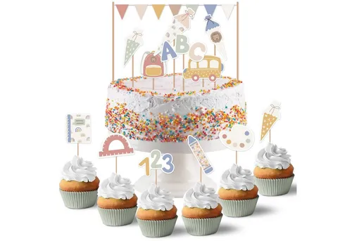 PAPIERDRACHEN Tortenstecker Kuchenstecker zur Einschulung - in verschiedenen Designs, Einschulung - Erste Klasse - Einschulungsparty