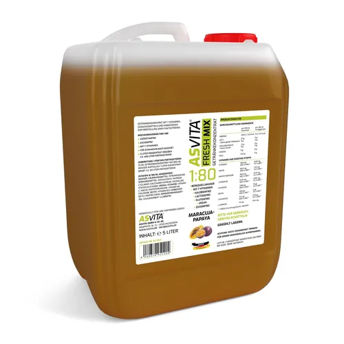 AsVita Getränkesirup Fresh Mix 1:80 - 5L Kanister Maracuja-Papay - Erleben Sie mit jedem Liter