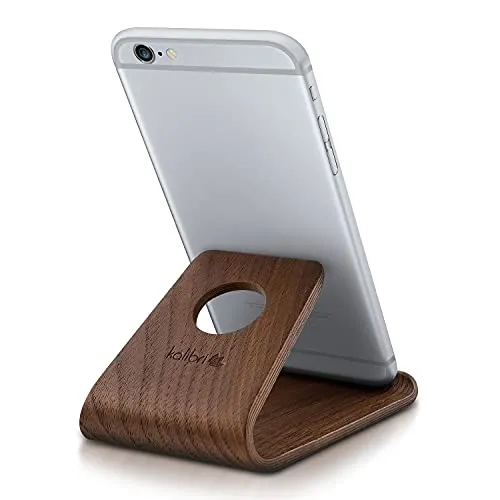 kalibri Handy Halterung Smartphone Ständer - Universal Halter kompatibel mit iPhone Samsung iPad Tablet u.a. - Tisch Stand Dock in Echtholz Dunkelbraun