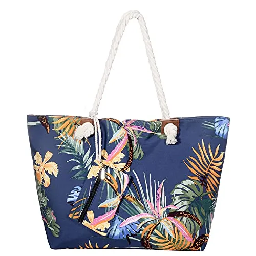 MASADA Badetasche XXL Familie Strandtasche Damen Beach bag groß mit Reißverschluss - Blumenmeer