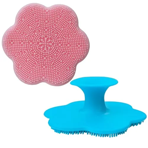 Silikon Baby-Badebürste, Baby-Kopfhaut-Massagebürste, Babybettbürste, Baby-Shampoo-Bürste,manuelle Gesichtsreinigungsbürste für Erwachsene,Peeling-Bürste,ultraweich Silikonpinsel(Groß-2 Stk)