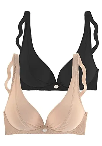 Bügel-BH PETITE FLEUR, Damen, Gr. 80, Cup D - Eleganter Bügel-BH im Doppelpack von Petite Fleur mit tiefem V-Ausschnitt und breiten, verstellbaren Trägern für optimalen Komfort. Hergestellt aus Microtouch-Material für ein angenehmes Tragegefühl.