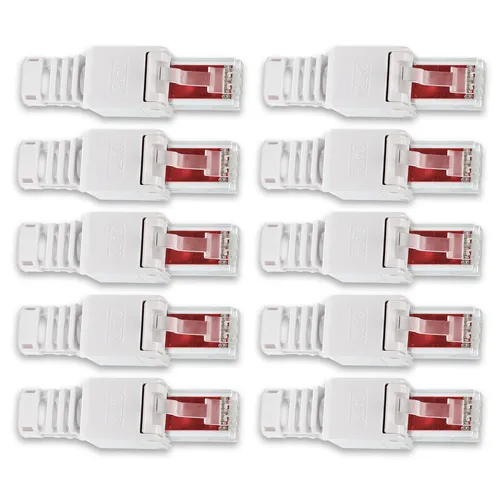 Netzwerkstecker werkzeuglos Netzwerk 10x Cat6 Stecker Cat7 Cat5 LAN Kabel RJ45