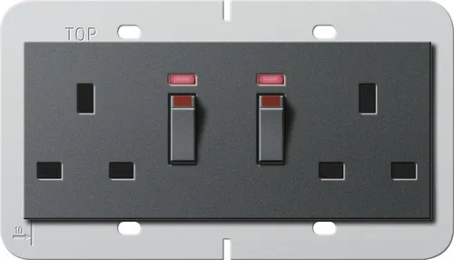 Gira 278428 Doppelsteckdose British Standard 13 A in schwarz von Gira Doppelsteckdose Steckdosen