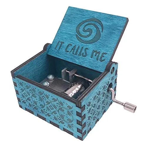 Youtang SEMO2002 Musik Box Handkurbel Spieluhr Geschnitzt aus Holz, Play die Thame Lied von SEMO2002 Blau
