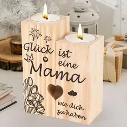 Mama Geschenk Holz Kerzenständer Personalisiert Weihnachten Muttertag