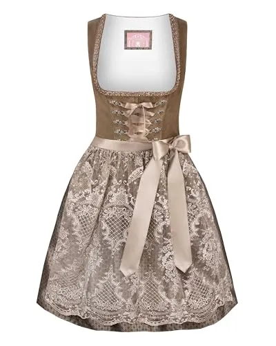 Wiesnwuid Loredana Damen Mini Dirndl, Taupe, 34 in beige von Wiesnwuid