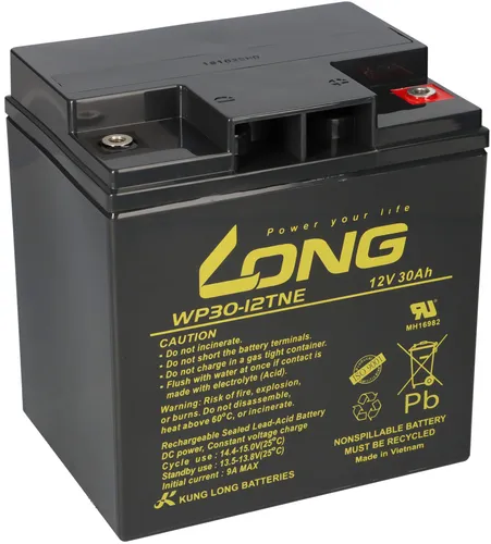 Kung Long Akku 12V 30Ah Bleigel WP30-12TNE - Batterien & Akkus - Zyklenfester AGM Akku für vielseitige Anwendungen, wartungsfrei und ideal für E-Scooter, Wohnmobile und mehr.