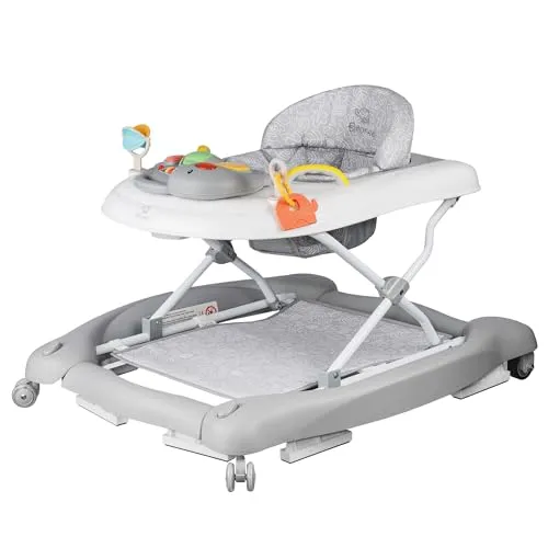 BRONEA 5-in-1 Lauflernhilfe Babywalker | Höhenverstellbar & Klappbar | Grau - Vielseitige Baby Lauflernhilfe, die sich in Wippe, Esstisch und Gehwagen verwandelt. Mit sicherem Design, höhenverstellbarem Sitz und interaktivem Spielpaneel für Spiel und Spaß ab 6 Monaten – ideal für jede Wachstumsphase.