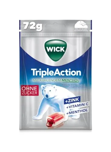 Wick TripleAction Menthol & Cassis o.Zucker Bon. 72 g - Süßes & Knabbereien: Zuckfreie Bonbons mit erfrischendem Menthol und fruchtigem Cassis-Geschmack, ideal für die Atemfrische.