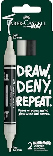 Faber-Castell 186011 - Multimark Acrylic Marker Set, 2 Acrylstifte mit Doppelspitze, wasserfest und schnelltrocknend