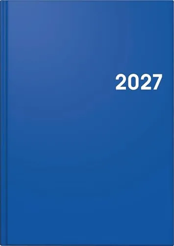 BRUNNEN 1079561037 Buchkalender Mod. 795 2027 A5, Kunststoff, blau: 1 Seite = 1 Tag, Sa. und So. auf einer Seite, halbstündliche Einteilung von 7-23 Uhr, Sa. und So. stündliche Einteilung von 7-20 Uhr