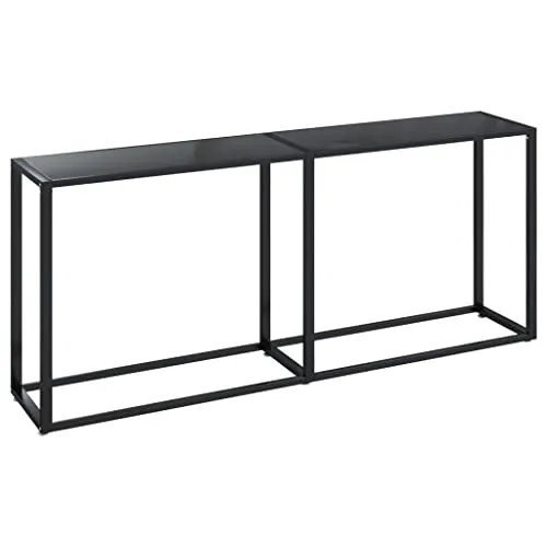 vidaXL Konsolentisch Schwarz 180x35x75,5cm - Eleganter Beistelltisch aus gehärtetem Glas und pulverbeschichtetem Stahl, ideal für stilvolle Wohnräume. Einfach zu reinigen und stabil.