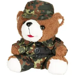 MFH Teddybär, mit Anzug und Mütze, flecktarn, ca. 28 cm