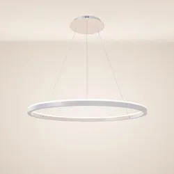 s.luce Led-Hängelampe, Weiß, Metall, Rund,Rund, 100x3.3x100 cm, Lampen & Leuchten, LED Beleuchtung, LED-Hängeleuchten