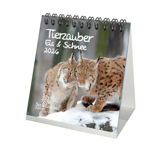 Tierzauber Eis und Schnee Tischkalender 10cm x 10cm für 2026 Tiere aus dem Polargebiet - Seelenzauber