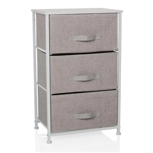 hjh LIVING FOLDRESS Kommode mit 3 Stoffschubladen - Kommode & Organizer mit robustem Metallgestell und höhenverstellbaren Füßen, ideal für jeden Raum. Strapazierfähige Schubladen bieten viel Stauraum und behalten ihre Form.