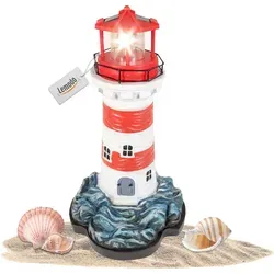 Lemodo Solar-Leuchtturm rot-weiß 43 cm
