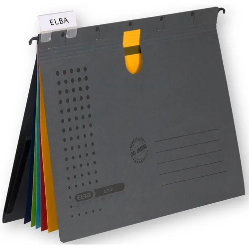 ELBA 10033301 chic ULTIMATE Personalhefter - 3 Stück anthrazit - Hängeregistraturen mit Innentasche und beschriftbarem Schildchen, ideal für eine organisierte Ablage im Büro oder Zuhause.