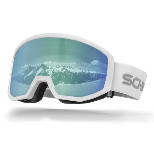 SCHNORR Skibrille Luchs Eis Blau S2 | Full REVO, Anti-Fog, UV400, 45 mm Band Skibrille Männer, Ski Brille Frauen, Snowboardbrille, schlechtes Wetter, Schibrille, Skiing Goggles