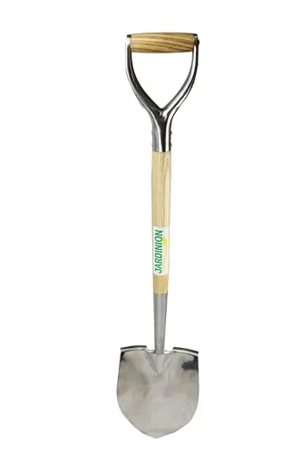 Jardinion Y-Griff Schaufel aus rostfreiem Edelstahl - Gartenspaten mit 105 cm Länge und 30 cm x 21,5 cm Schaufelblatt, ideal zum Anheben und Auflockern von Erde, sand- und kiesfreundlich, hochwertige Verarbeitung zu einem kleinen Preis.