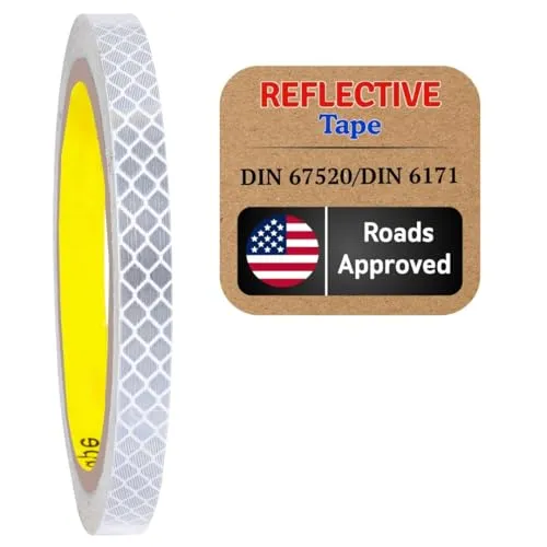 SOLNIT Reflective Reflective Tape, Safety Warning Tape, Waterproof Reflective Film, Cars, Motorcycles, Helmet, Bicycle hergestellt mit 3 M Diamond Grade (Silver 10mm X 5meter)