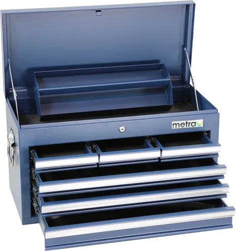 Große Werkzeugkiste mit 6 Schubladen, blau - Robuste Werkzeugkiste aus pulverbeschichtetem Metall, 6 kugelgelagerte Schubladen und inklusive herausnehmbarer Werkzeugablage. Ideal für die Werkstatt oder als mobile Lösung!