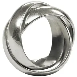 SILBERMOOS Damen Ring Dreierring verspielt massiv handgeschmiedet glänzend Sterling Silber 925, Größe:60