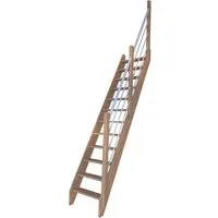 StarWood Treppe Eiche 3000 Holz-Edelstahl-Geländer Weiß Rechts FSC®
