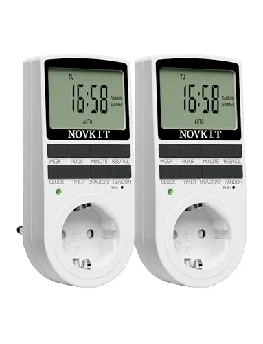 2x NOVKIT Digitale Zeitschaltuhr Steckdose mit 10 Programmen